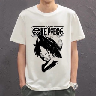  ใหม่เอี่ยมOne Piece โอเวอร์ไซส์เสื้อยืดสีขาว Unisex tee อะนิเมะแฟชั่นอินเทรนด์ญี่ปุ่นขนาดใหญ่ X.$