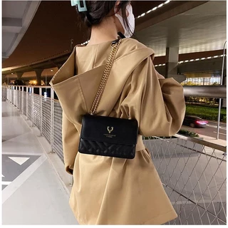 Premium FashionBAG กระเป๋าสะพายข้าง สายโซ่สีทอง วัสดุหนังPU ทนทานหรูหรา รุ่น8075