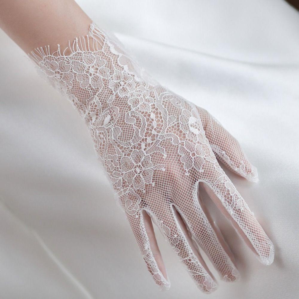 Ahour ถุงมือตาข่าย แบบสั้น สําหรับเจ้าสาว ใส่ออกงานเลี้ยง งานแต่งงาน ราคา ถูกที่สุด ดีลบีเคเค แกลเลอรีภาพที่ 9