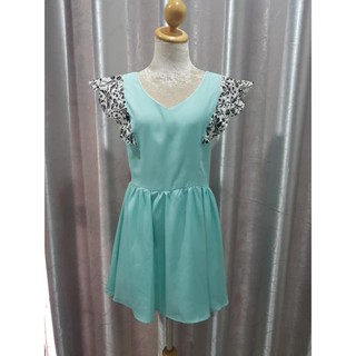 FF000252 เดรสแฟชั่น มือสอง สีฟ้า อก34 นิ้ว
