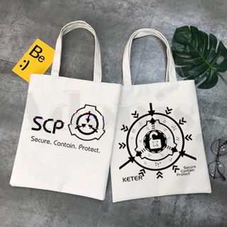 Scp กระเป๋าถือ กระเป๋าช้อปปิ้ง พิมพ์ลายโลโก้ SCP Wiki แฟชั่นลําลอง สําหรับเด็กผู้หญิง NVR0