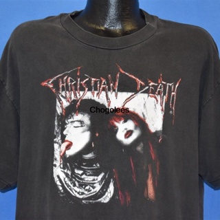 เสื้อยืด พิมพ์ลายวง Christian Death Drink the Blood of Christ Goth 90s ขนาดใหญ่พิเศษ สไตล์พังก์