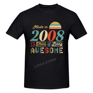 Made In 2008 14 Years Of Being Awesome 14th Birthday Gift T shirt Harajuku Clothing T-shirt Cotton Graphics Tshirt _03