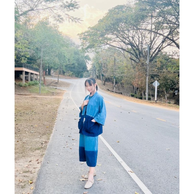 กางเกงผ้าฝ้ายมัดย้อมงาน handmade