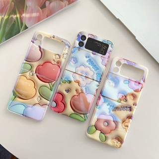 เคสโทรศัพท์มือถือ กันกระแทก ลายการ์ตูนดอกไม้น่ารัก 3D สําหรับ Samsung Galaxy Z Flip 4 5G Z Flip 3