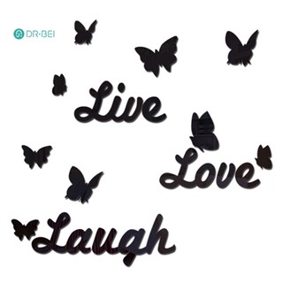 Dr BEI Live Love Laugh สติกเกอร์กระจก ลายผีเสื้อ 3D DIY สําหรับติดตกแต่งผนังบ้าน