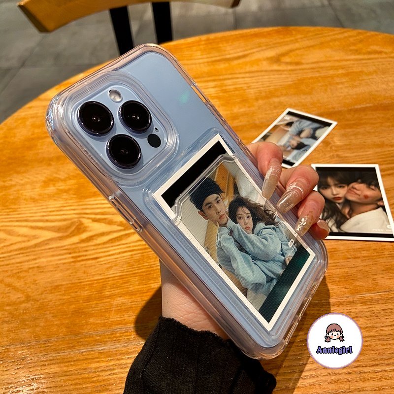 เคสโทรศัพท์มือถือแบบนิ่ม TPU ใส กันกระแทก พร้อมช่องใส่บัตร สไตล์เกาหลี เรียบง่าย สําหรับ iPhone 11 15 14 Pro Max 12 13 Promax 14plus X XS XR 7 8 Plus