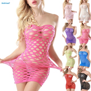 【HODRD】Sexy Women Net Skirt Whole Body Hollow Out Fishnet Elasticity Dress Lingerie Plus Size Nightwear【Fashion】