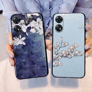 พร้อมส่ง เคสโทรศัพท์มือถือ ลายดอกแมกโนเลีย แต่งกลิตเตอร์ สําหรับ OPPO Reno8 T 4G 5G Reno 8T