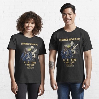 เสื้อยืดผ้าคอตตอน เสื้อไม่ต้องรีด เสื้อยืดผ้าฝ้าย ผ้านุ่ม BB King Legends Never Die Essential T-Shirt 82167336009055436