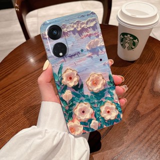 ใหม่ เคสโทรศัพท์มือถือ ซิลิโคนนิ่ม ลายภาพวาดสีน้ํามัน รูปดอกไม้ หรูหรา สําหรับ OPPO Reno8 T 5G Reno 8T 4G 2023 Reno8T 4G