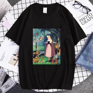 Mens T-Shirts all-match casual Snow White Alice Princess Harajuku Cartoon Print Casual O-Neck Pulloer Short Sleee _03