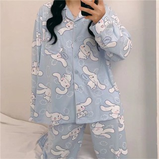 2 ชิ้น เซตชุดนอน Sanrio Cinnamoroll ผู้หญิง พลัสไซซ์ Homewear