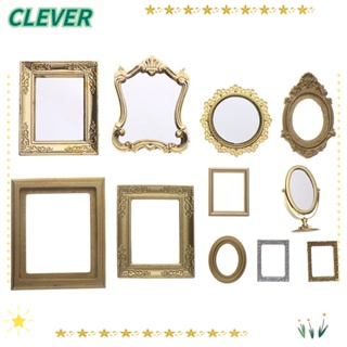 Clever กระจกทรงกลม สเกล 1:12 ขนาดเล็ก สไตล์เรโทร สําหรับตกแต่งบ้านตุ๊กตา DIY