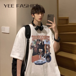 YEE Fashion Yee Fashion เสื้อยืดคอกลม แขนสั้น พิมพ์ลายการ์ตูน สไตล์ฮิปฮอป สตรีท โอเวอร์ไซซ์ สําหรับผู้ชาย เสื้อยืด เสื้อโอเวอร์ไซส์แขนสั้นสีขาว ลายการ์ตูน เเนวสตรีท คอกลม แฟชั่นสไตร์เกาหลี สไตล์เกาหลี ทันสมัย สวย High quality C28A020 37Z230910