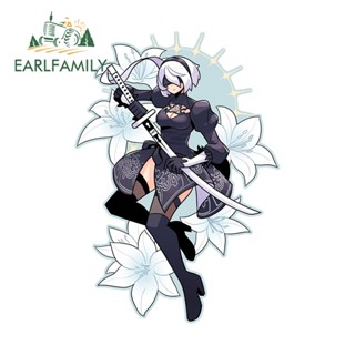 Earlfamily สติกเกอร์ไวนิล ป้องกันรอยขีดข่วน ลายเด็กผู้หญิงน่ารัก 2B Nier: 13 ซม. x 9.1 ซม. สําหรับติดรถยนต์