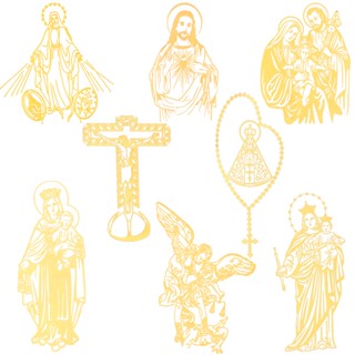 สติกเกอร์โลหะ ลาย Rigligius Catholic Icon Crucifixion St.Michael Sacred Heart Our Lady Aparecida Guadalupe 9 แผ่น ต่อชุด