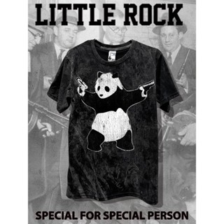 เสื้อยืดคอกลมแขนสั้น Little Rock ลาย panda mafia มาเฟีย แพนด้า ผ้า Cotton 100 ดำฟอก เสื้อ ผ้าเนื้อนุ่ม ใส่สบาย มีถึ_01