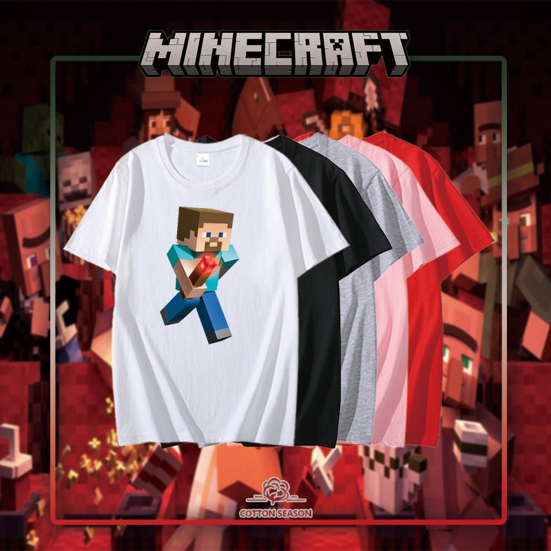 เสื้อยืด Minecraft Herobrine เสื้อคู่วินเทจ เซ็กซี่ คูปองส่วนลดพิเศษสินค้าแฟชั่น เสื้อยืดเข้ารูป ove