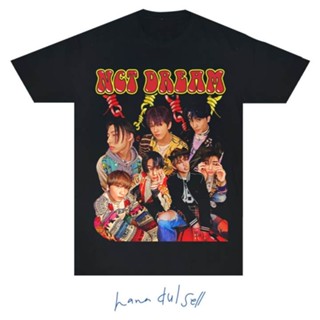  ใหม่เอี่ยม㉰㉲㉨/ n83 NCT ดรีมเกาหลีวินเทจ Bootleg โอเวอร์ไซส์ Unisex เสื้อเชิ้ตสีดํา KPOP DTG พิมพ์ซอสร้อนสีแด zio