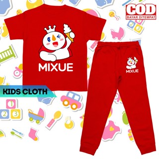 ชุดเสื้อยืด Mixue สําหรับเด็กผู้ชาย และเด็กผู้หญิง