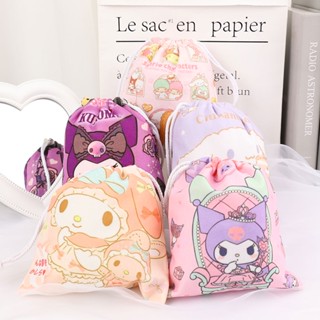 SANRIO กระเป๋าเครื่องสําอาง ผ้ากํามะหยี่ ลายการ์ตูนซานริโอ้ แบบพกพา มี 3 สี