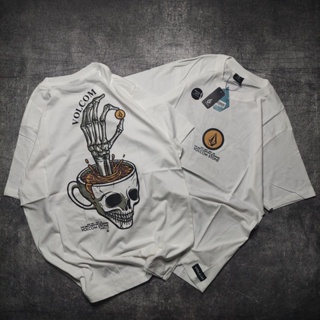 เสื้อยืด พิมพ์ลาย VOLCOM SKULL สีขาว นําเข้า สําหรับผู้ชายS-5XL