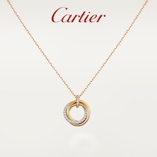 [พร้อมส่ง] Cartier Trinity Series สร้อยคอทองคําขาว สามสี ประดับเพชร