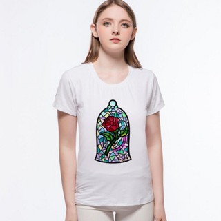 Vintage Floral Print T shirt Red Rose In The Glass Cover T Shirt Kawaii Little Prince Design Slim Brand Tops KB0Q 12.12