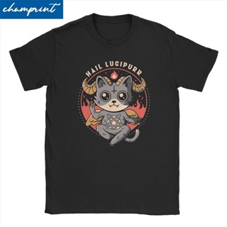 ขายดี!ขายดี เสื้อยืดลําลอง แขนสั้น พิมพ์ลายแมว Demon Satan Lucifer Evil Baphomet Horror Occult Death Metal Big Tops_04