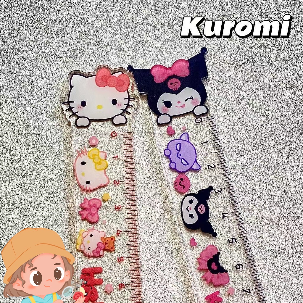 อะคริลิค 15 ซม. พร้อมไม้บรรทัดวาดโปร่งใสสองชั้นสําหรับเครื่องเขียน