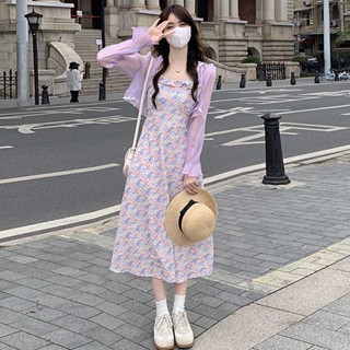 เสื้อคลุมกันแดด ลายดอกไม้ ความยาวปานกลาง แฟชั่นฤดูใบไม้ผลิ สําหรับผู้หญิง