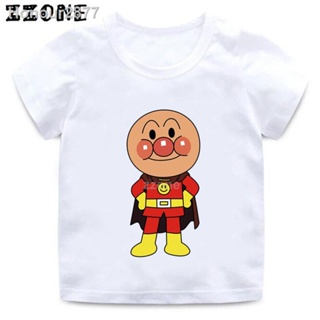 ✎♈♕Boys and Girls Anpanman with Cartoon Print T shirt Kids Baikinman Funny Clothes Baby Summer Short_02