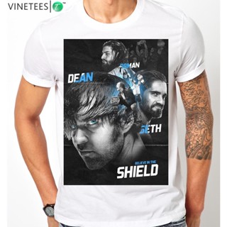 ย้อนยุค[พร้อมส่ง] เสื้อยืดผ้าฝ้าย 100% พิมพ์ลายโล่ Reunited Roman Reigns Dean Ambrose โอเวอร์ไซซ์ ไซซ์ XS-6XL สําหรับผู้