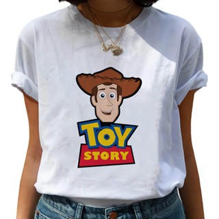 Harajuku Women Tshirt Tees Loose Casual T Shirt Students Toy Story Letter Woody Print White T-shirts Dropship_05