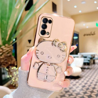 เคสโทรศัพท์มือถือ กันกระแทก ลายแมว KT พร้อมที่ตั้งวาง แฟชั่น สําหรับ OPPO Reno4 Reno4 Z Reno4 F Reno4 Pro Reno3 Reno2 Reno2 F Reno2 Z