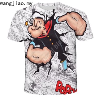 เสื้อยืด พิมพ์ลายตัวการ์ตูน Popeye 3 มิติ สไตล์ฮิปฮอป แนวสตรีท แฟชั่นฤดูร้อน สําหรับผู้ชาย และผู้หญิง