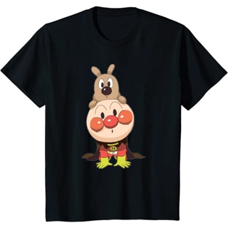 Japanese Classic Animation Anpanman Pattern Print Mens Pure Cotton Round Neck Short Sleeve T-Shirt_02