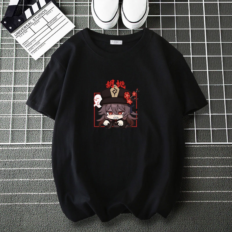 Genshin Impact | เกนชิน เสื้อยืด | เสื้อยืดผู้ชาย | เสื้อยืดผู้หญิง ชุดลำลอง | hutao cosplay