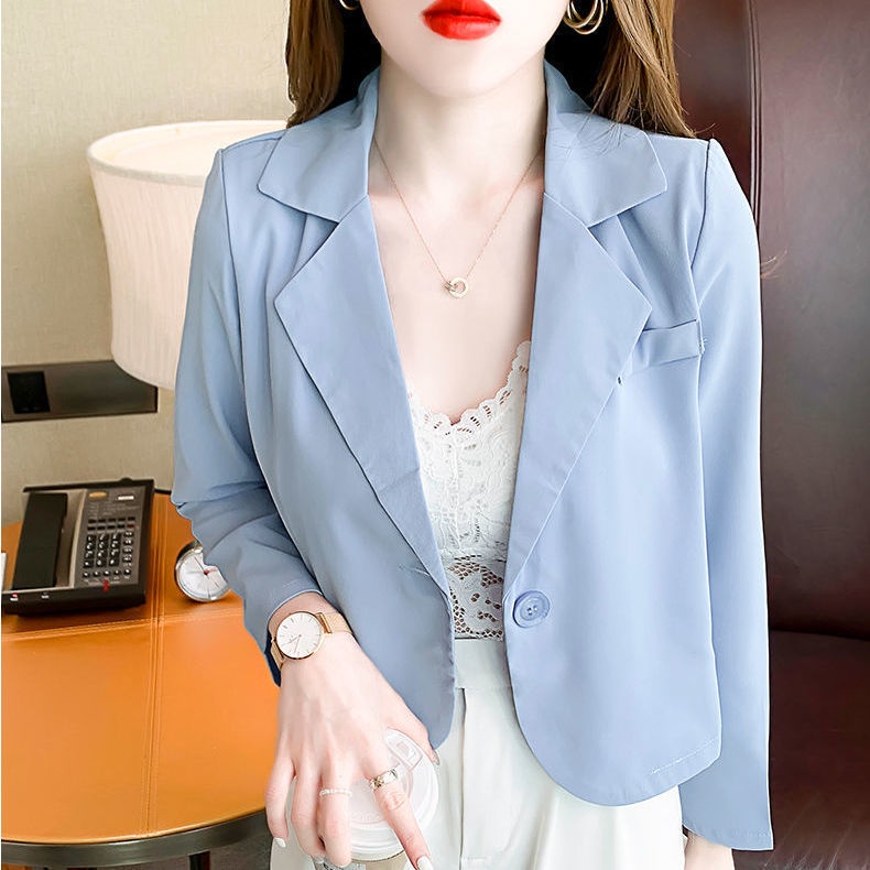 เบลเซอร์เสื้อสูทขนาดเล็กผู้หญิง 2021 การออกแบบแขนยาวรู้สึกซอกสไตล์ตะวันตกเสื้อสูทด้านนอก xxwan1688.m