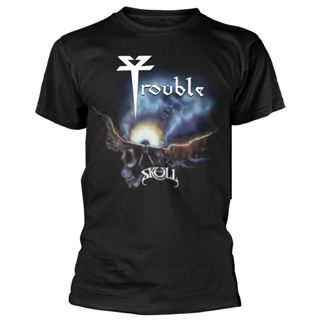 เสื้อยืดผู้ เสื้อยืด ลาย Trouble The Skull สีดํา S-5XL