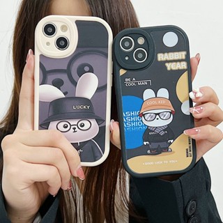 Soft Casing Samsung Galaxy S22 Ultra 5G S21 Plus S20 FE A54 A34 A14 A20S A71 A73 A72 A53 A52 A52S A03S A02S A20 A30 A10S A12 M12 A50 A50S A30S S22+ S20+ Cool Rabbit Cartoon Phone Case Full Fine Hole Anti-fall Back Cover XPN 41