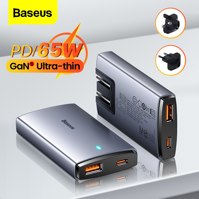 Baseus Vyvylabs 65W GaN 5 Pro USB C Charge PD 3.0 Quick Charge 4.0 Type C Fast Charging Protable Travel Charger