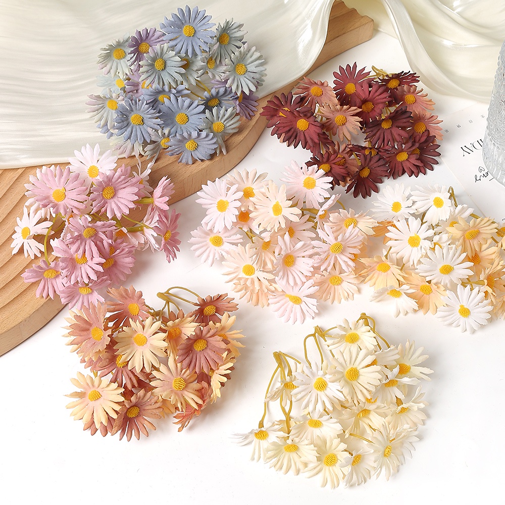 ดอกเดซี่ปลอม 5 หัว 10 ชิ้น สําหรับตกแต่งบ้าน งานแต่งงาน งานฝีมือ DIY