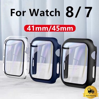 case เคส iwatch สำหรับ watch 7 8 case iwatch เคส + ฟิลม์กระจกในตัว เคสกระจก ขนาด41mm 45MM