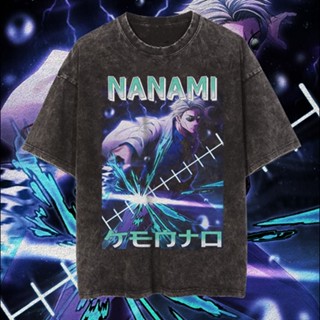 oversize T-shirt เสื้อยืด พิมพ์ลายอนิเมะ Nanami Kento Jujutsu Kaisen สไตล์วินเทจ S-5XL