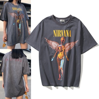 Nirvana Angel เสื้อยืดแขนสั้นผ้าฝ้ายพิมพ์ลาย Nirvana Band_03