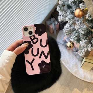 เคสโทรศัพท์มือถือแบบแข็ง ลายกระต่ายน่ารัก สีดํา สําหรับ iPhone 11 11ProMax 12 12Pro 12ProMax 13 13Pro 13ProMax 14 14Pro 14Plus 14ProMax