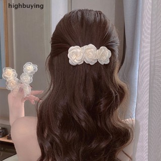 [highbuying] กิ๊บติดผม รูปดอกคามิเลีย ประดับไข่มุก สีชมพู สีขาว สไตล์เกาหลี