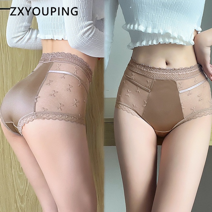 Zxyouping กางเกงชั้นใน ลูกไม้กลวง ไร้รอยต่อ ชุดชั้นในสตรี พลัสไซซ์ เอวสูง กางเกงในลูกไม้ เซ็กซี่ M-X